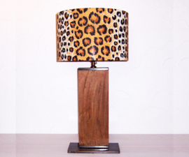 LEOPARD afrikaanse lamp met houten voet | 71 cm