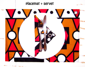 Afrikaanse PLACEMATS Samakaka mosterd | set van 2 | african wax print  | 32,5 x 45 cm | 100% katoen