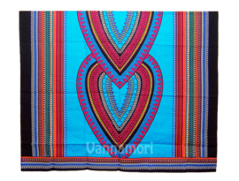 Dashiki stof HEART AZUURBLAUW | african print | 100% katoen | coupon 180 x 110 cm