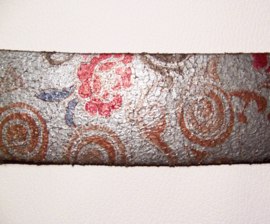 Riem flower SILVER | Vintage look lederen heupriem | maat 85