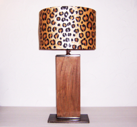 LEOPARD afrikaanse lamp met houten voet | 71 cm