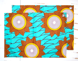 Afrikaanse PLACEMATS Sunflower | set van 2 | african wax print  | 32,5 x 45 cm | 100% katoen Ankara stof