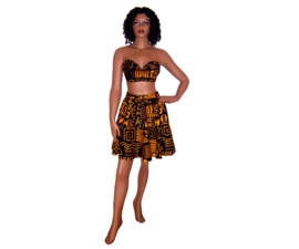 Afrikaanse print mini rok MUD CLOTH 100% katoen | maat M-3XL