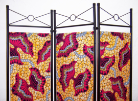 Kamerscherm HOT PINK-ORANGE | 3-delig, vouwbaar | African room divider Vlisco | 180 cm x 120 cm