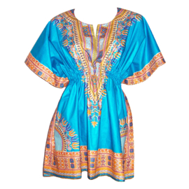 Afrikaanse dashiki jurk TURQUOISE | kaftanjurkje | Vlisco ANGELINA