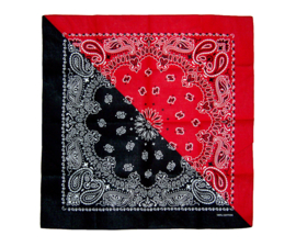 PAISLEY BANDANA rood-zwart 55x55 cm hoofddoek / zakdoek