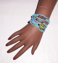 KRALENSNOER ketting / armband lichtblauw 108 cm | Boho - Hippie style