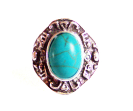 RING TURQUOISE #9 tibetaans zilver met turquoise steen