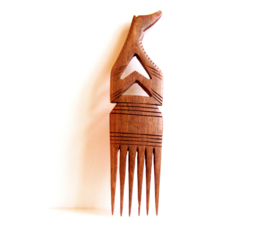 Afrikaanse kam #4 houtsnijwerk handmade in Senegal | 27 cm