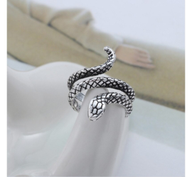 RING SNAKE zilverkleur | Boho Vintage Punk Gothic | verstelbaar