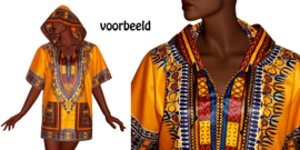 Afrikaanse dashiki hoodie CREAM | Vlisco ANGELINA | maat XL/XXL