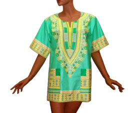 Afrikaans dashiki shirt  MINT GREEN | Vlisco ANGELINA | unisex