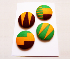 Afrikaanse knopen KENTE | stofknopen met african wax print | diameter 2,9 cm / 4 stuks