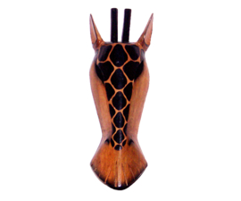 30 cm Houten GIRAFFE masker KENDI - Afrikaans dierenmasker