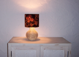 Tafellamp BATIK FLOWERS | rotan boho sfeerlampje / slaapkamer lampje | 32 cm