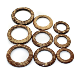 Kokosnoot ringen 30 mm | voor jurken, topjes en sieraden | 6 stuks