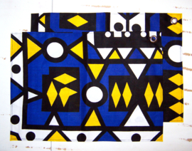 Afrikaanse PLACEMATS Samakaka blauw-geel | set van 2 | african wax print  | 32,5 x 45 cm | katoen