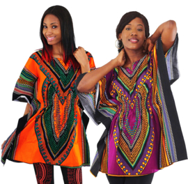 Afrikaanse dashiki jurk HEART AZUURBLAUW | kaftan-jurkje