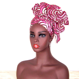 Afrikaanse hoofddoek - headwrap JINA | African wax print 100% katoen - 180 x 56 cm