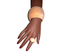 HOUTEN armband + ring set DIVINE | African Chic | cherry wood | bangle maat M = 20 cm