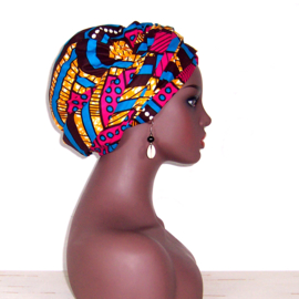 Afrikaanse hoofddoek - headwrap LIYA | African wax print 100% katoen - 180 x 56 cm