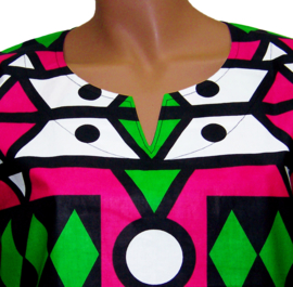Afrikaans dashiki shirt | unisex | SAMACACA ANGOLA pink-groen