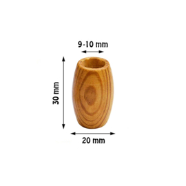HOUTEN KRALEN 30x20 mm ovaal pine wood | rijggat 10 mm | 2 stuks