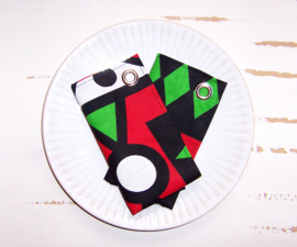 Afrikaanse SERVETTEN Samakaka rood-groen | set van 2 | african wax print napkins  | 35 x 35 cm