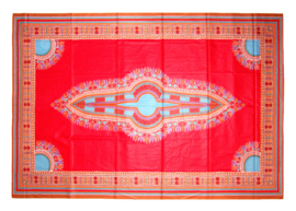Dashiki stof CORAL RED | ANGELINA Java Prints van VLISCO | 2 yards = 1 dashiki patroon