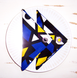 Afrikaanse SERVETTEN Samakaka blauw-geel | set van 2 | african wax print napkins  | 35 x 35 cm