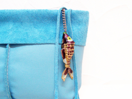 CARIBBEAN BLUE exotische leren-suède clutch / avondtasje