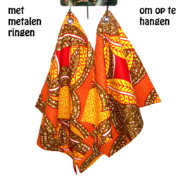 Afrikaanse SERVETTEN Samakaka rood-groen | set van 2 | african wax print napkins  | 35 x 35 cm