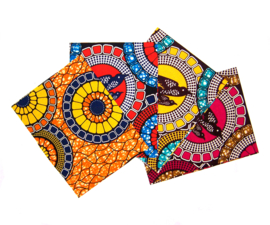 Afrikaanse quiltstoffen | 4 Fat Quarters African Wax Print | bundel CIRCLES