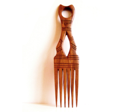 Afrikaanse kam #5 houtsnijwerk handmade in Senegal | 27 cm