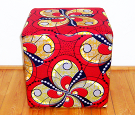 ROSSA afrikaanse poef | Super-Wax Print Vlisco | 40x40x40 cm