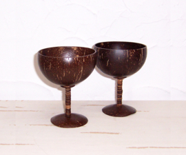 Kokosnoot cocktailglazen / coconut shell glass | dessert cup / ijscoupe (set van 2)