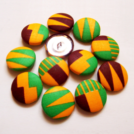 Afrikaanse knopen KENTE | stofknopen met african wax print | diameter 2,9 cm / 4 stuks