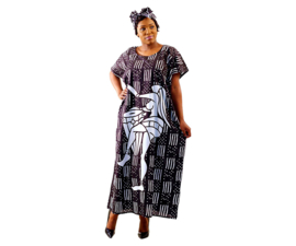 Afrikaanse MUD CLOTH print kaftan 100% katoen | woman #4