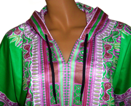 Afrikaanse dashiki hoodie GREEN | Vlisco ANGELINA | unisex | maat L