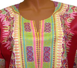 Afrikaans dashiki shirt  DARK RED-GREEN | Vlisco ANGELINA | unisex