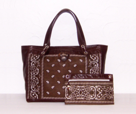 GIZA + mini tasje leren shopper / strandtas | paisley print