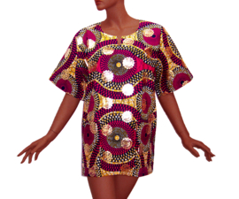 Afrikaans dashiki shirt SAFIA | african print met gouden opdruk