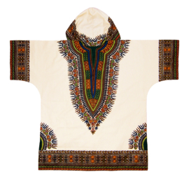 Afrikaanse dashiki hoodie CREAM | Vlisco ANGELINA | maat XL/XXL