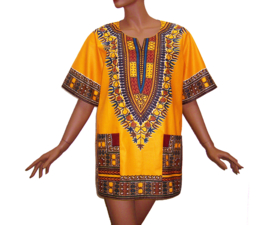 Afrikaans dashiki shirt  YELLOW GOLD | Vlisco ANGELINA | unisex