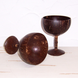 Kokosnoot cocktailglazen / coconut shell glass | dessert cup / ijscoupe (set van 2)