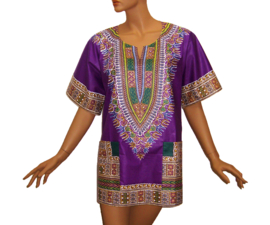 Afrikaans dashiki shirt  DARK PURPLE | Vlisco ANGELINA