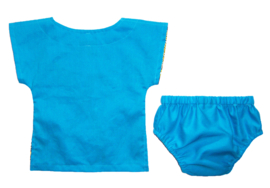 Dashiki set BABY BOY AQUA | shirt + luierbroekje | Vlisco Super-Wax | maat 62/68 = 3-6 maanden