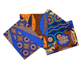 Afrikaanse quiltstoffen | 4 Fat Quarters African Wax Print | bundel BLUE
