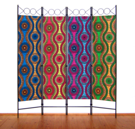 Afrikaans kamerscherm DIDI | African room divider | 4-delig, inklapbaar | 180 cm x 160 cm