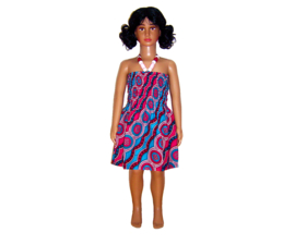 African princess dress ADANA | halterjurkje met houten kralen | kleuter maat L = 5 jaar